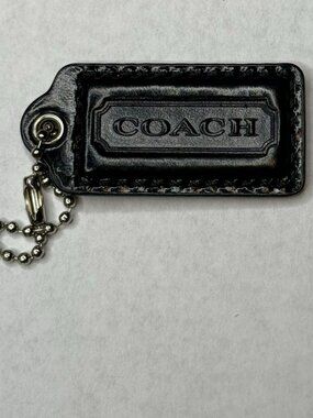 Coach Leather Hangtag – Black & Silver (2")